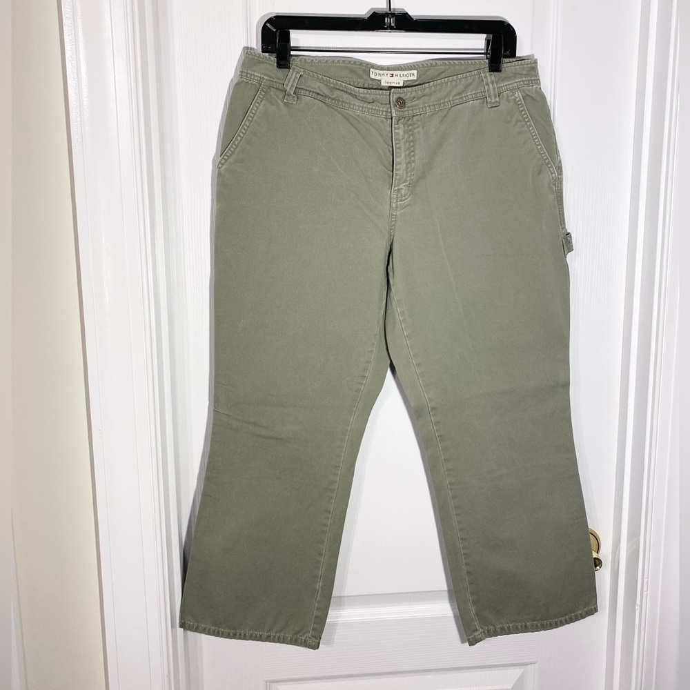 Y2K Tommy Hilfiger Carpenter Low Rise Cropped Pants Vintage Green Size 12